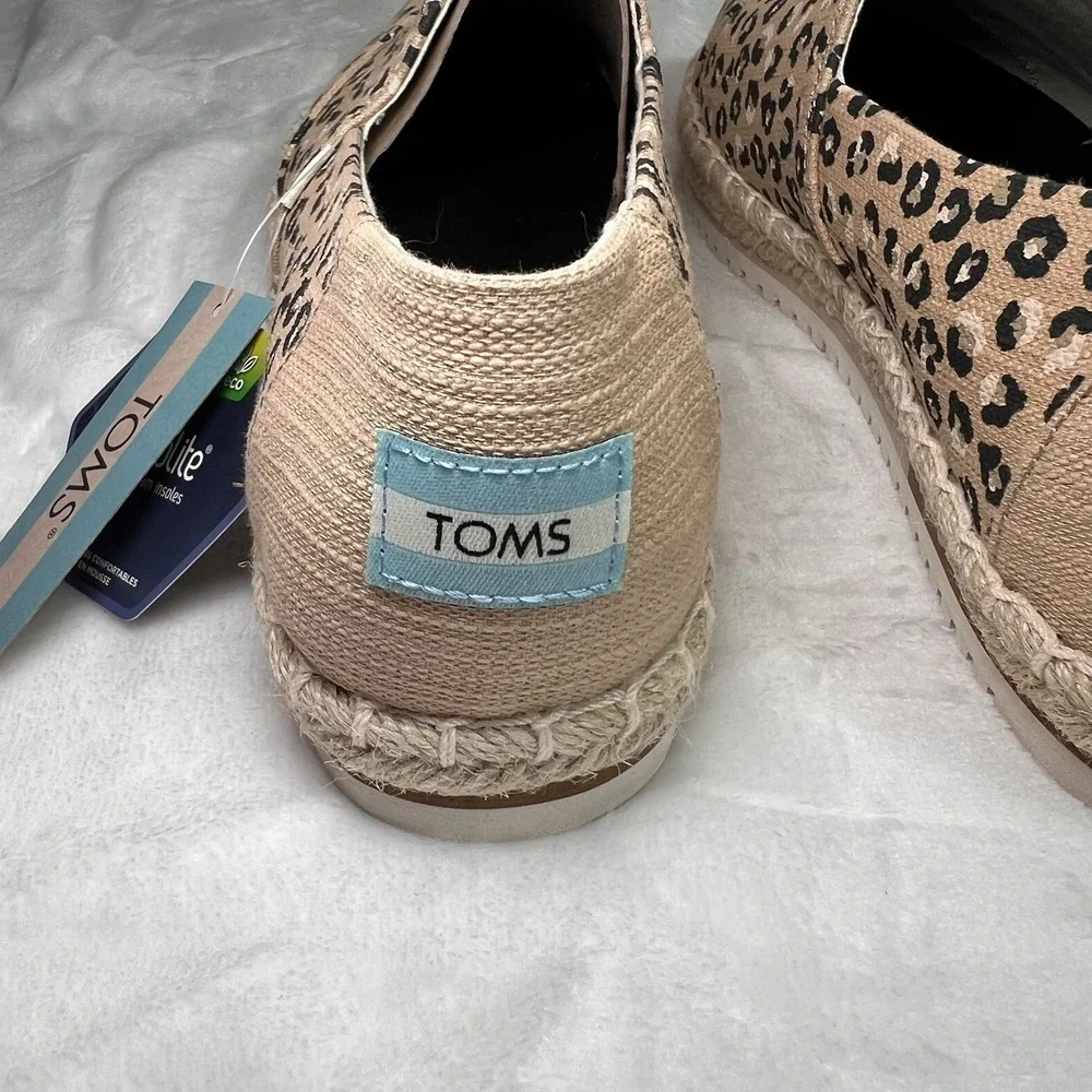 Toms NWT Alpargata Platform Rope‎ Women Natural Textured Cheetah, Size 9.5